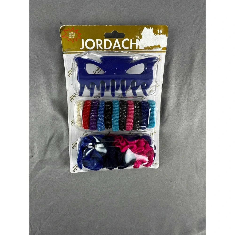 Jordache hair accessories set, includes claw clip, hair ties,‎ and scrunchies